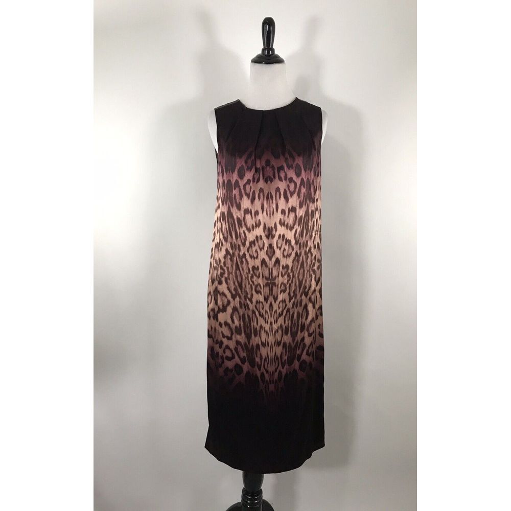 J Brand Clara Sleeveless Ombre Burgundy Leopard-Print Dress‎ Regular XS
